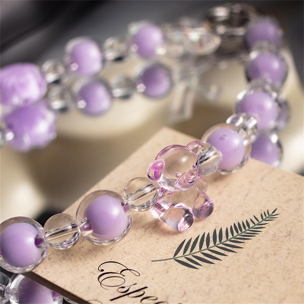 Beaded Phone Charm Hand Wrist Lanyard 30cm With Tether Tab - Purple - Image 2