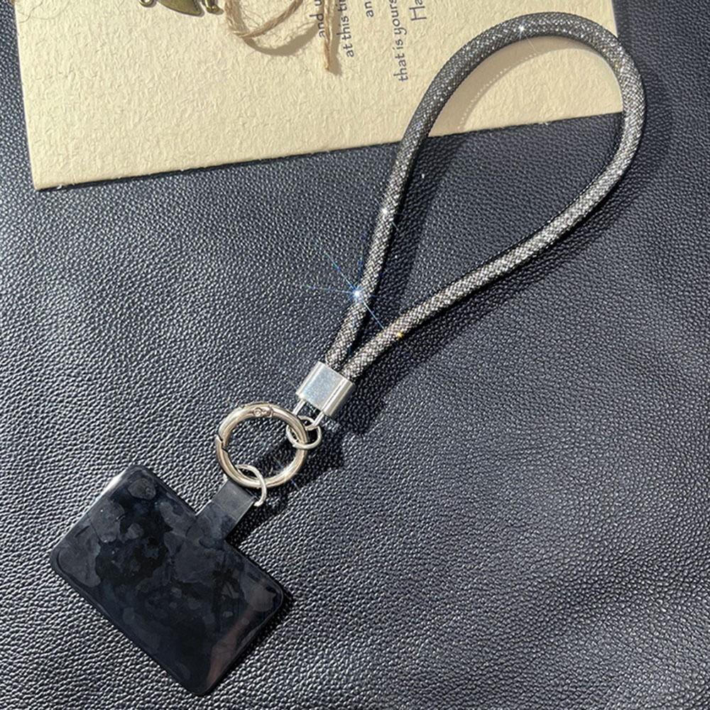 Diamond Chain Phone Lanyard Wrist Strap 22cm Bracelet with Tether Tab - Black
