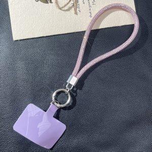 Diamond Chain Phone Lanyard Wrist Strap 22cm Bracelet with Tether Tab – Pink