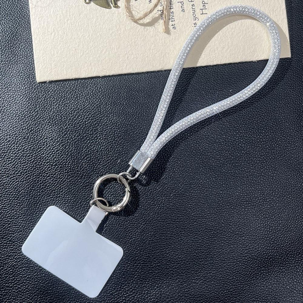 Diamond Chain Phone Lanyard Wrist Strap 22cm Bracelet with Tether Tab - White