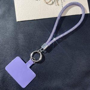 Diamond Chain Phone Lanyard Wrist Strap 22cm Bracelet with Tether Tab – Purple