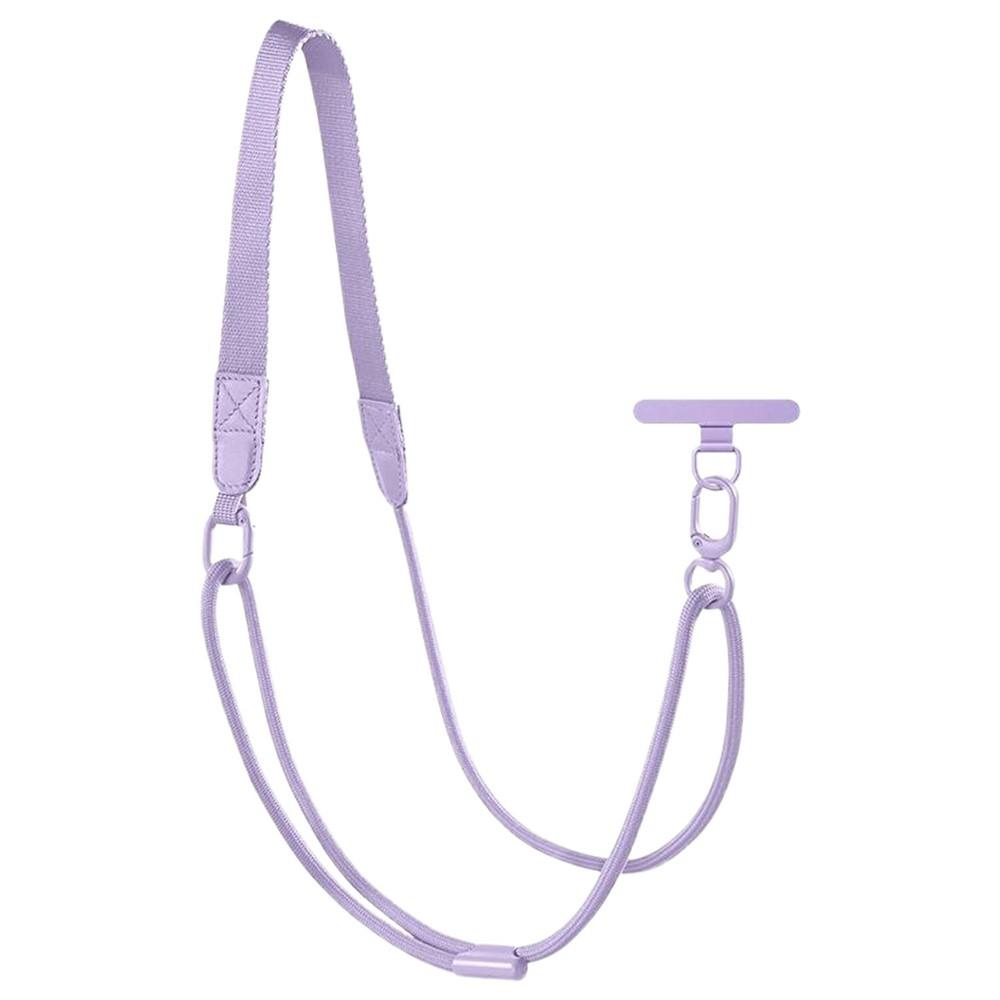 Adjustable Mobile Lanyard 90-120cm 2-in-1 Crossbody Strap with Tether Tab - Lilac Purple