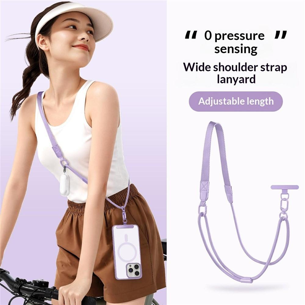 Adjustable Mobile Lanyard 90-120cm 2-in-1 Crossbody Strap with Tether Tab - Lilac Purple - Image 2
