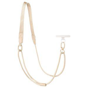 Adjustable Mobile Lanyard 90-120cm  2-in-1 Crossbody Strap with Tether Tab – Light Camel