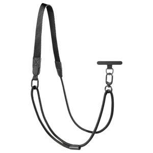 Adjustable Mobile Lanyard 90-120cm  2-in-1 Crossbody Strap with Tether Tab – Black