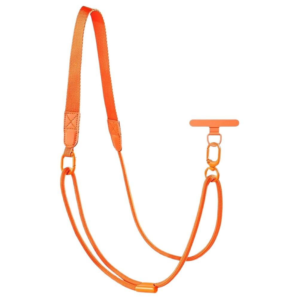 Adjustable Mobile Lanyard 90-120cm 2-in-1 Crossbody Strap with Tether Tab - Orange