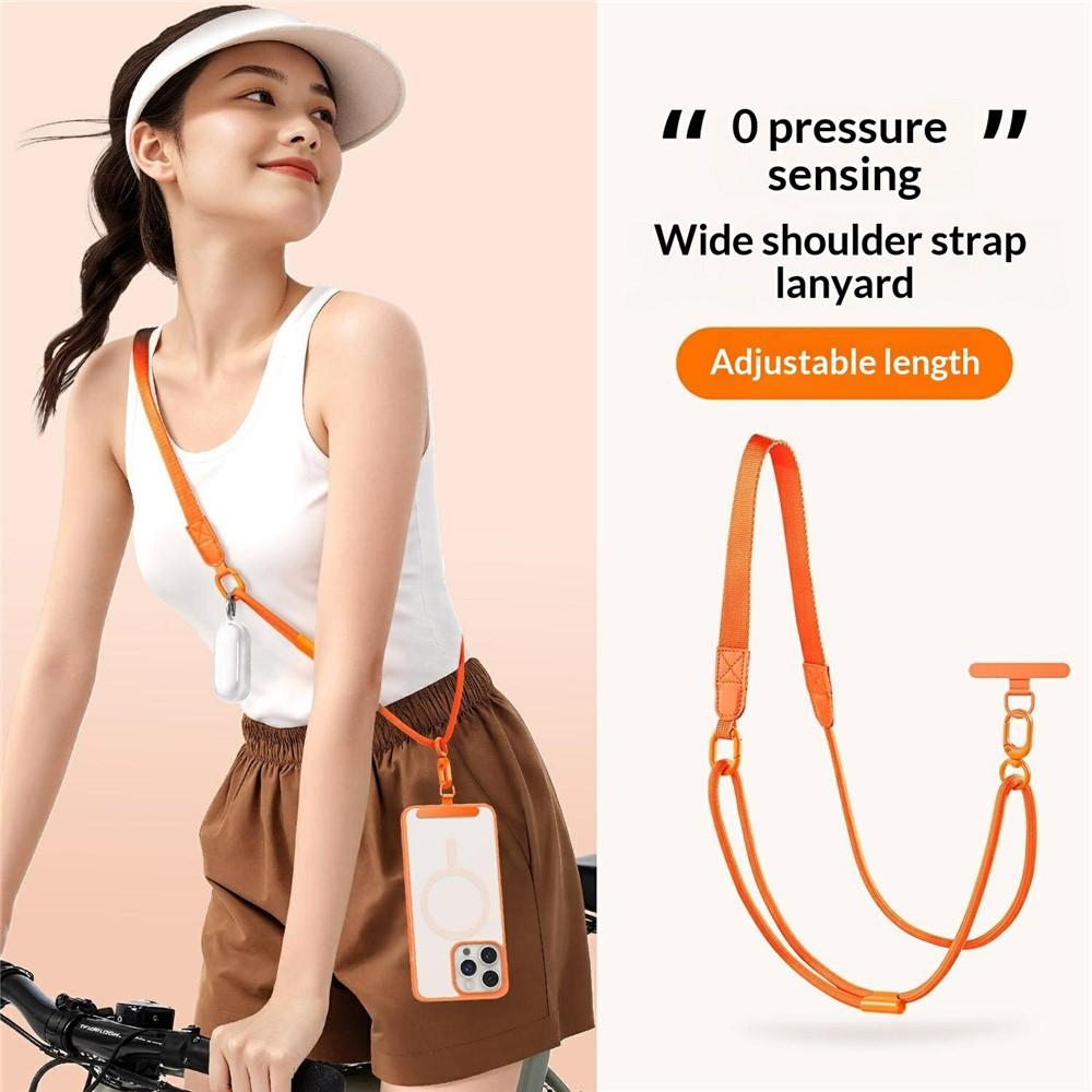 Adjustable Mobile Lanyard 90-120cm 2-in-1 Crossbody Strap with Tether Tab - Orange - Image 2