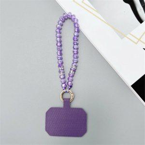 Phone Wrist Strap Beads 11cm Lanyard with Tether Tab – Purple