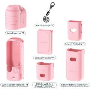 DJI Osmo Pocket 3 AMAGISN Silicone Protective Case Lens Cap Gimbal Guard – Pink