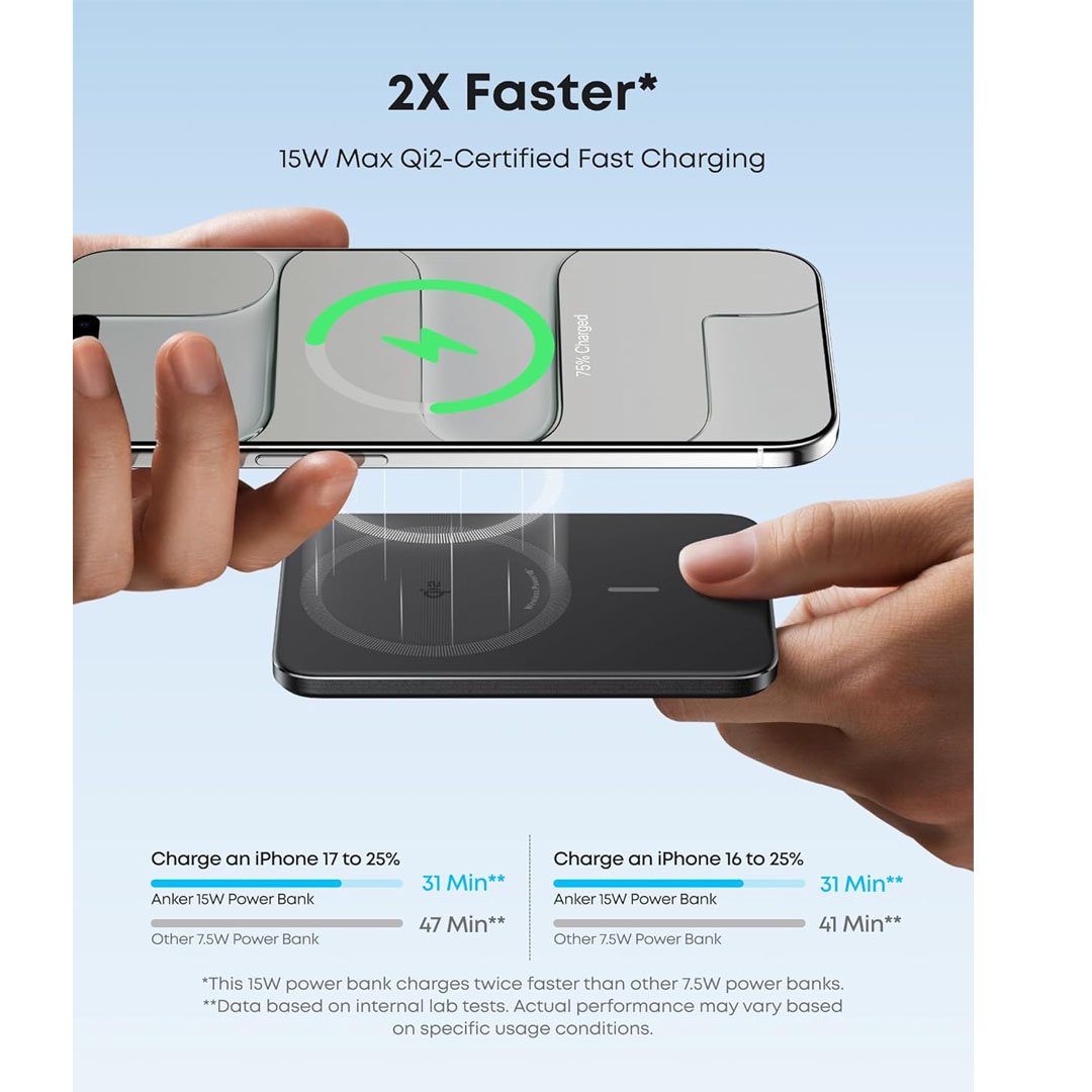 Anker Nano 5000mAh Power Bank Qi2 Ultra-Slim - White A1665H21 - Image 2