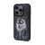 Nimmy iPhone 13 Pro Wolf Pattern Embroidery Leather Cover – Black