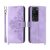 Leather Imprinted Flower flip Cover for Huawei P60/P60 Pro with Strap – Light Purple
