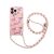 Flower Pattern Printed iPhone 13 Pro TPU Cover With Lanyard – Pink/Peony