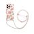 Flower Pattern Printed iP 13 Pro Max TPU Cover With Lanyard – White/Peony