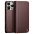 QIALINO iPhone 16 Pro Flip Stand Genuine Leather Wallet Cover – Brown