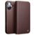 QIALINO iPhone 16 Flip Stand Genuine Leather Wallet Cover – Brown