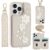 iPhone 16 Pro Max SY-001 Leather Coated TPU Flower Phone Cover – Beige