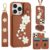 iPhone 16 Pro Max SY-001 Leather Coated TPU Flower Phone Cover – Brown