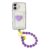 iPhone 16 Card Holder Transparent Cover with Beaded Wrist Strap – Plum