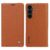 Samsung Galaxy S25 FE YIKATU Flip Magnetic Closure PU Leather Cover – Brown
