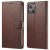 LC.IMEEKE iPhone 15 Wallet PU Leather Texture Stand Flip Cover – Brown