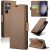 CASEME 023 Series Leather Wallet With Card Slot Cover For Samsung Galaxy S24 Ultra – Brown