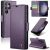 CASEME 023 Series Leather Wallet With Card Slot Cover For Samsung Galaxy S24 Ultra – Purple