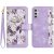 Samsung Galaxy A15 4G Flip Cover Flower Pattern With Card Holder – Light Purple