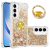 Samsung Galaxy A35 5G YB Quicksand Series-7 TPU Floating Sequins Kickstand Cover – Gold/Hearts