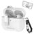 AirPods Pro 3 Litchi Texture TPU + PC Case with Lock and Carabiner – White