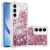 Samsung Galaxy A36 5G TPU Glitter Quicksand Shockproof Cover – Rose Gold /Hearts
